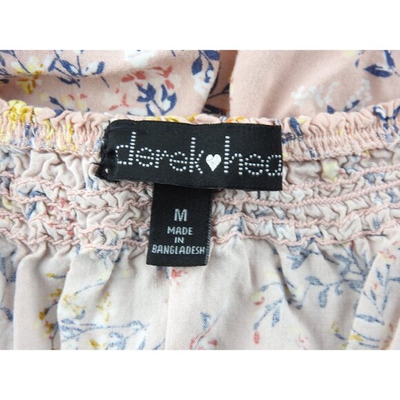 Derek Heart Pink Blush Floral Smocked Peplum Top Size Jrs M Cottagecore - Picture 5 of 8